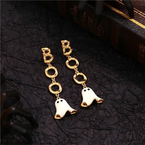 WOWORAMA Ghost BOO Earrings | Cute White Halloween Jewelry. - Picture 4 of 6